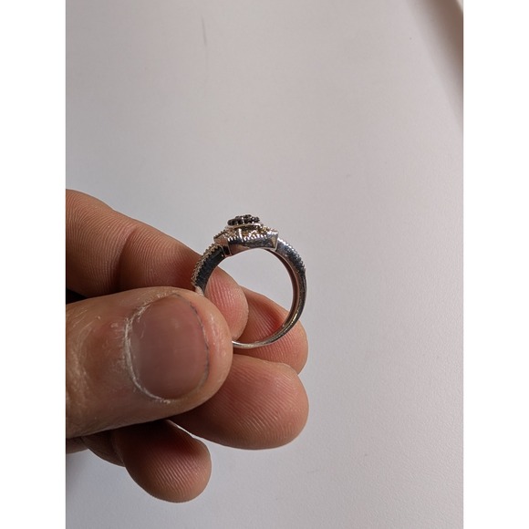 Vintage Sterling Silver 925 Black & Clear CZ Square‎ Ring - Picture 6 of 8